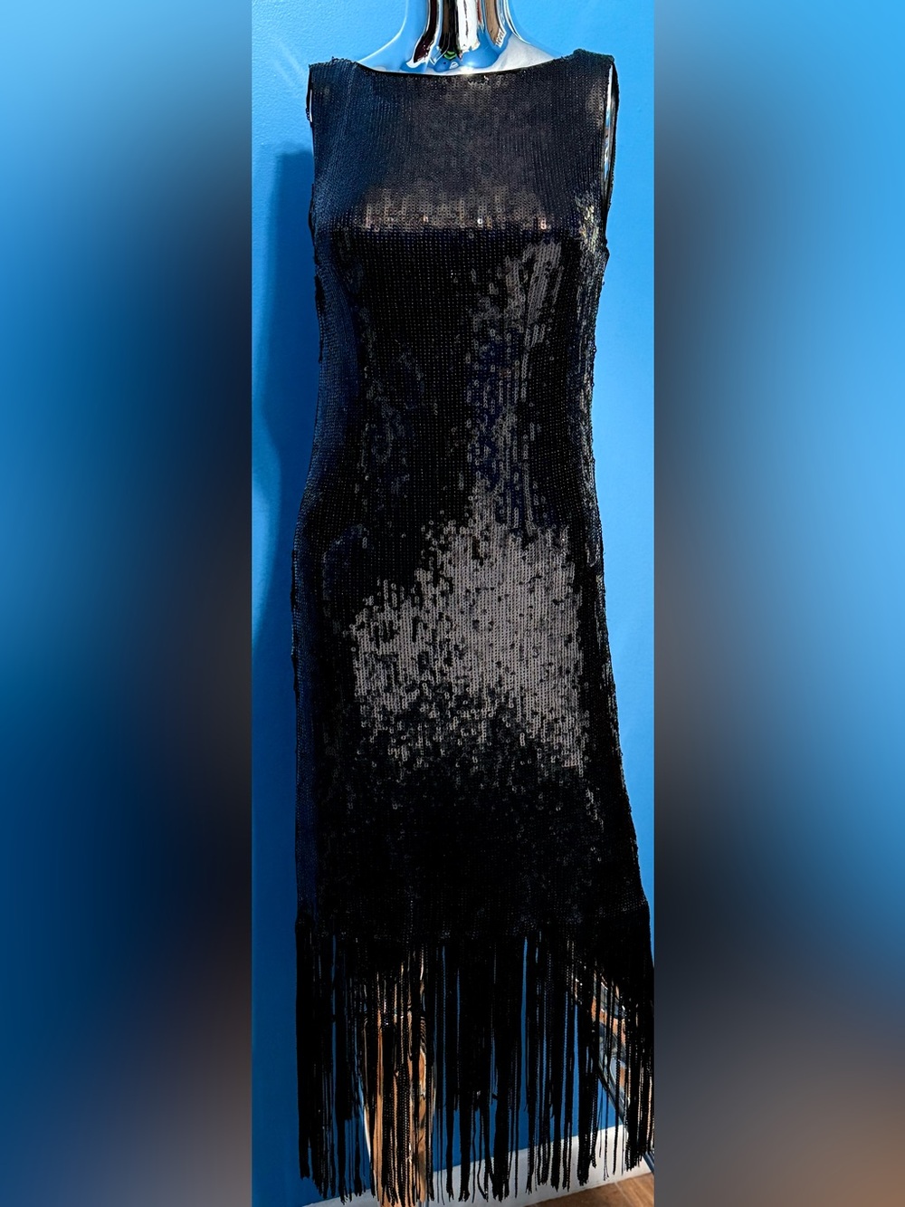 Nanette Lepore Black Sequin Fringe Sheath Dress